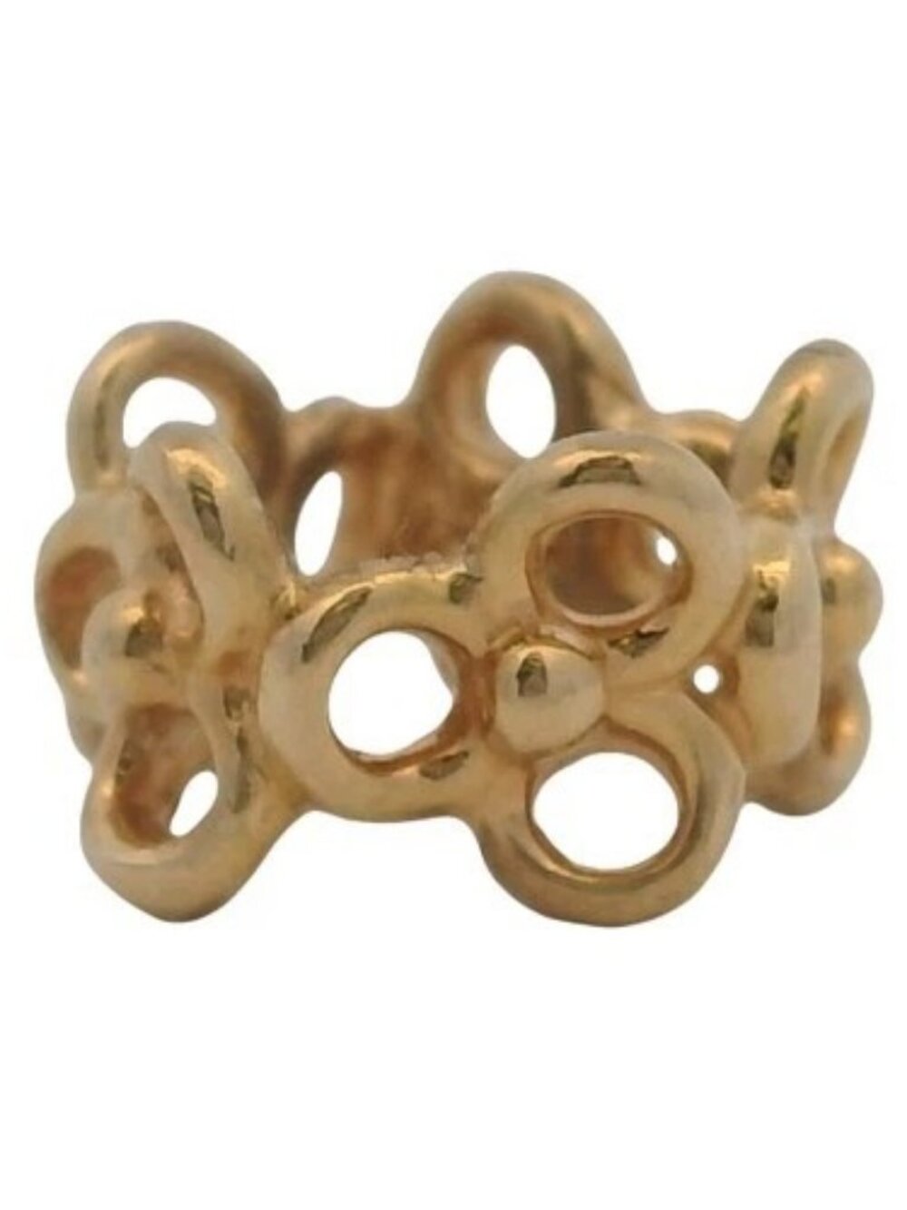 Pandora Rare Retired 14kt Yellow Gold Trinity Flower Floral Bracelet Charm (1)